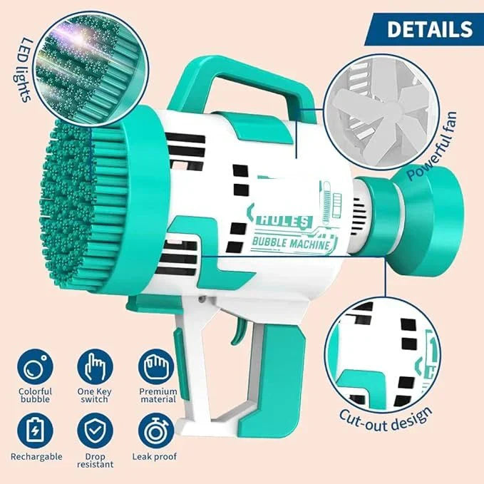 48-Holes Rocket Bubble Gun – Turbo Bubble Blaster for Kids & Outdoor Fun